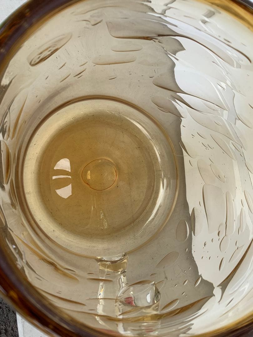 気泡ガラス 特大ビアジョッキ型 鉢 ガラスインテリア 花瓶 レトロ