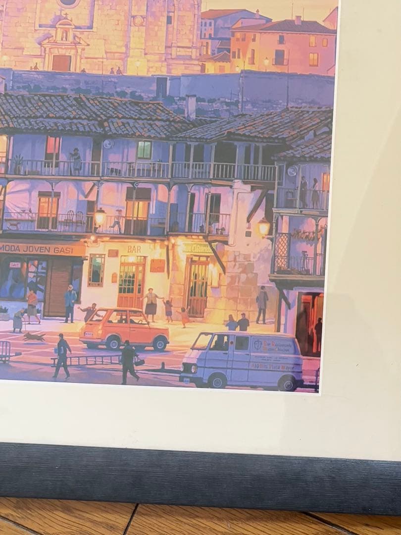 笹倉鉄平 マヨール広場 アートポスター 額装 HIBELL ART 45×100