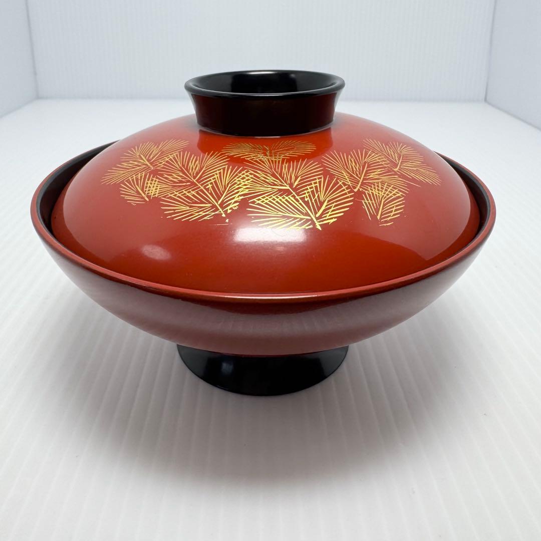 輪島塗 蓋付き椀 沈金 5客セット 漆器 伝統工芸 陶芸 漆器 赤