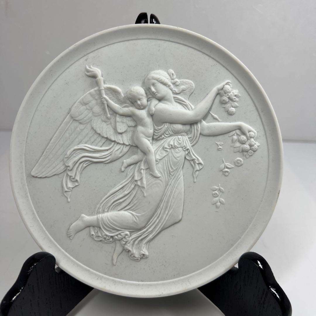 ロイヤルコペンハーゲンプラーク陶板画 天使 直径15㎝ 箱付東T7-0601①