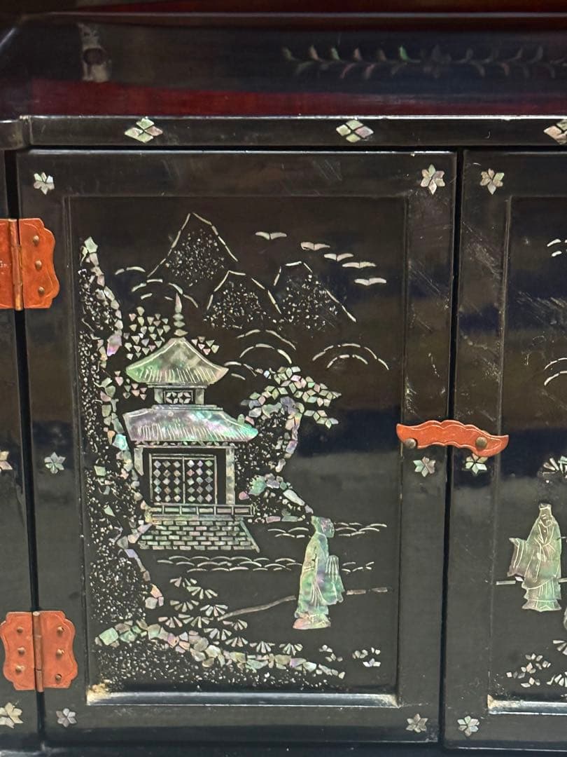 螺鈿付 山水人物図小箪笥 茶棚 送料込み260122 - メルカリ