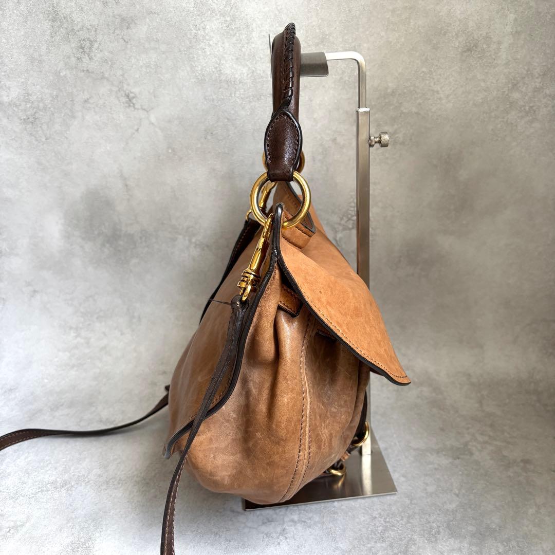 miu miu 2way ショルダーバッグ ロゴ レザー archive 茶