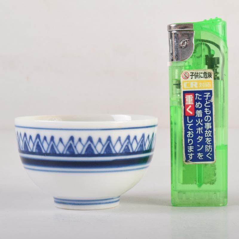 煎茶道具 賣茶好 染付 雁木文 茶碗 五客 共箱 V 7899 美術品