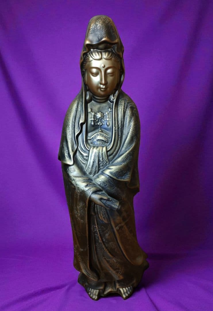 【鶯玉作】観音菩薩 仏像 古美術 非鉄 金属工芸 彫刻 観音像 鶯玉作】観音菩薩 仏像 古美術 非鉄 金属工芸 彫刻 観音像 鶯玉