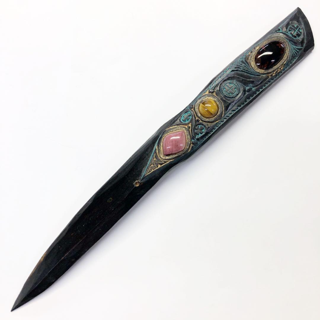 アイヌコタン西田智三ペーパーナイフ大天然石天眼石瑪瑙タイガーアイ