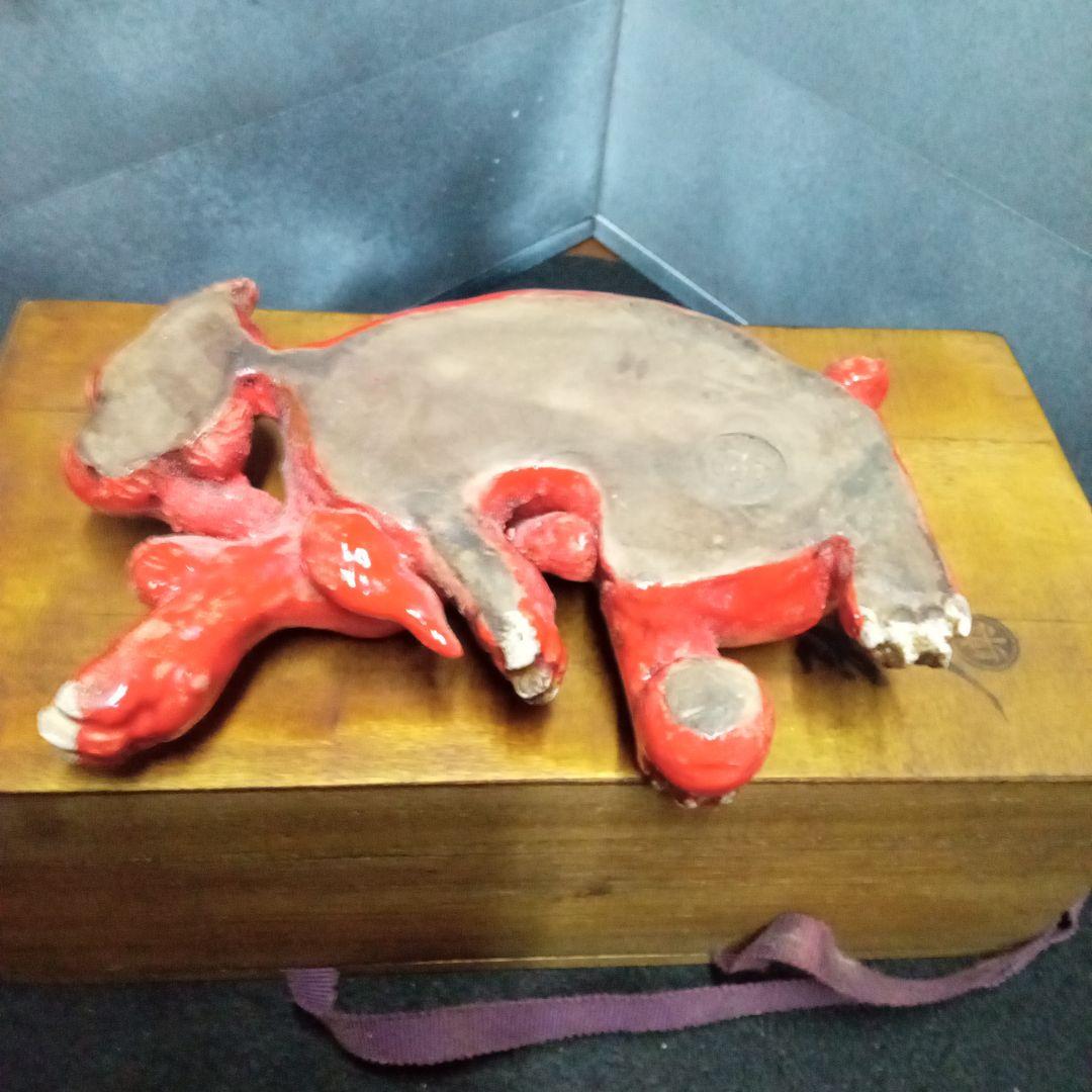 獅子赤香炉、楽家十二代弘入造、サイズ、約、高10センチ.