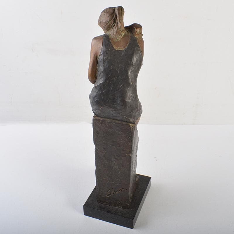 山本眞輔作　ブロンズ像　女性像　新しい暦　約3kg　証付　共箱　U　R7249B