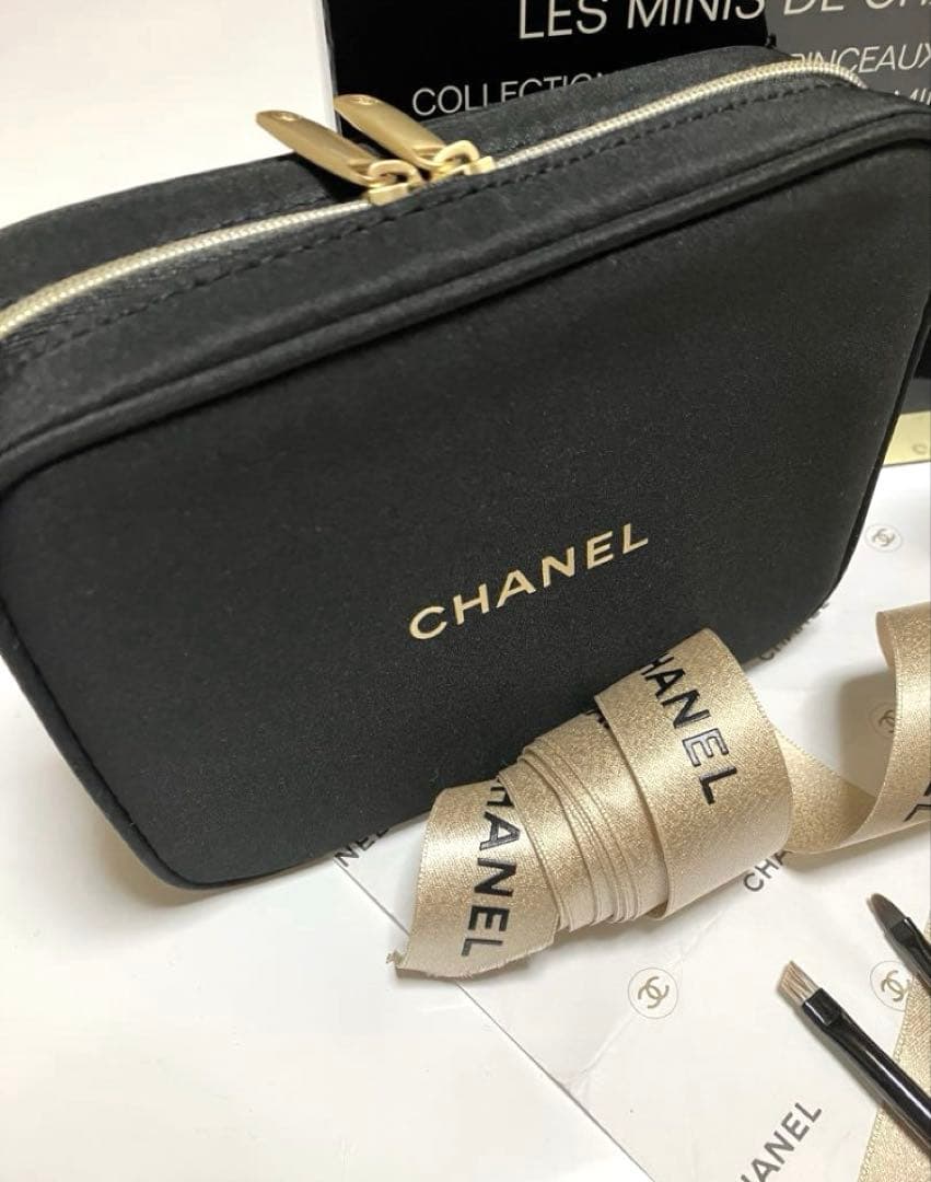 新品 CHANEL レ ミニ ドゥ シャネル ミニブラシセット 化粧ポーチ 黒