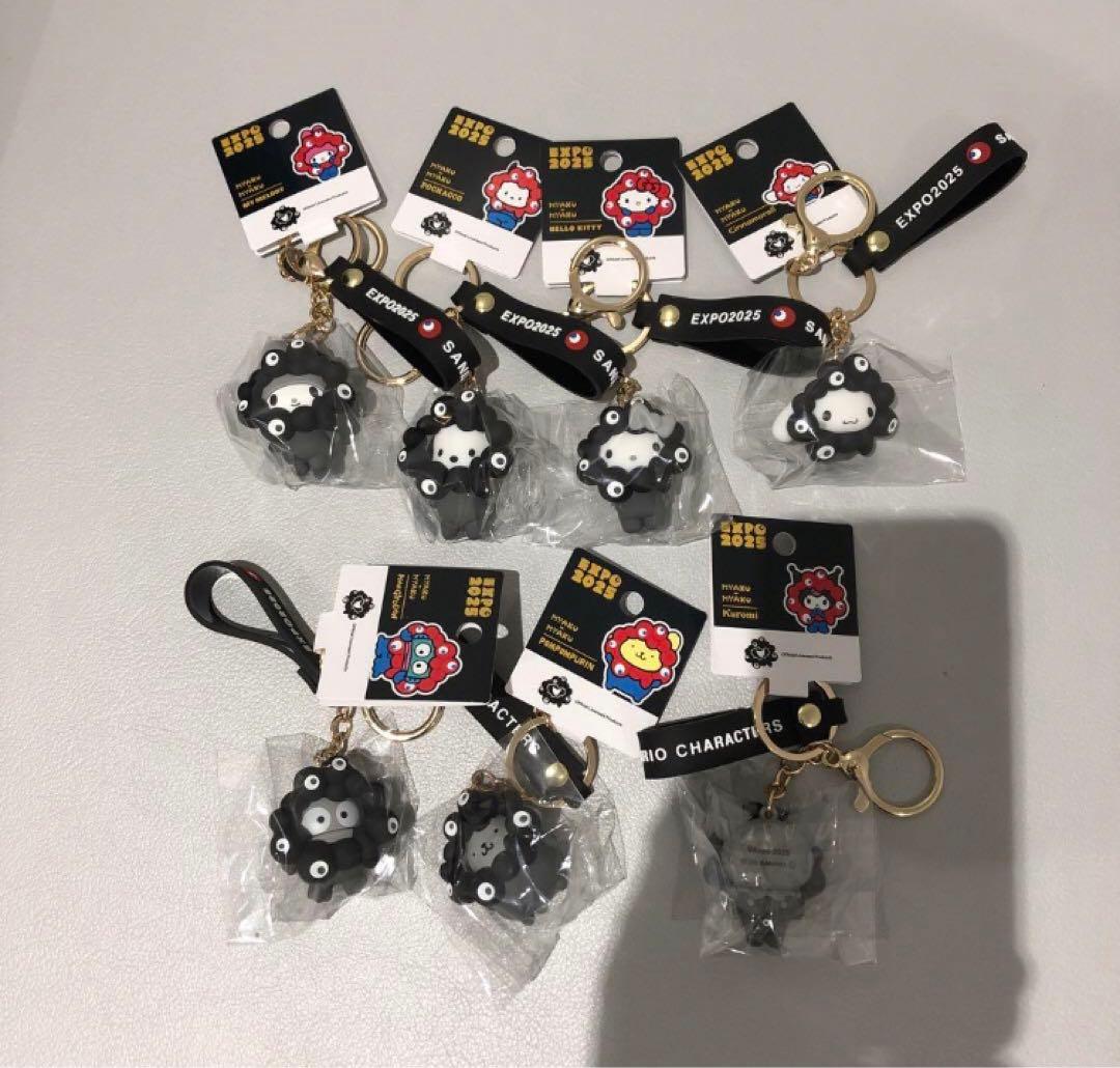 キーホルダー ストラップ 万博 キティ 7種コンプリート 黒キティ ブラック