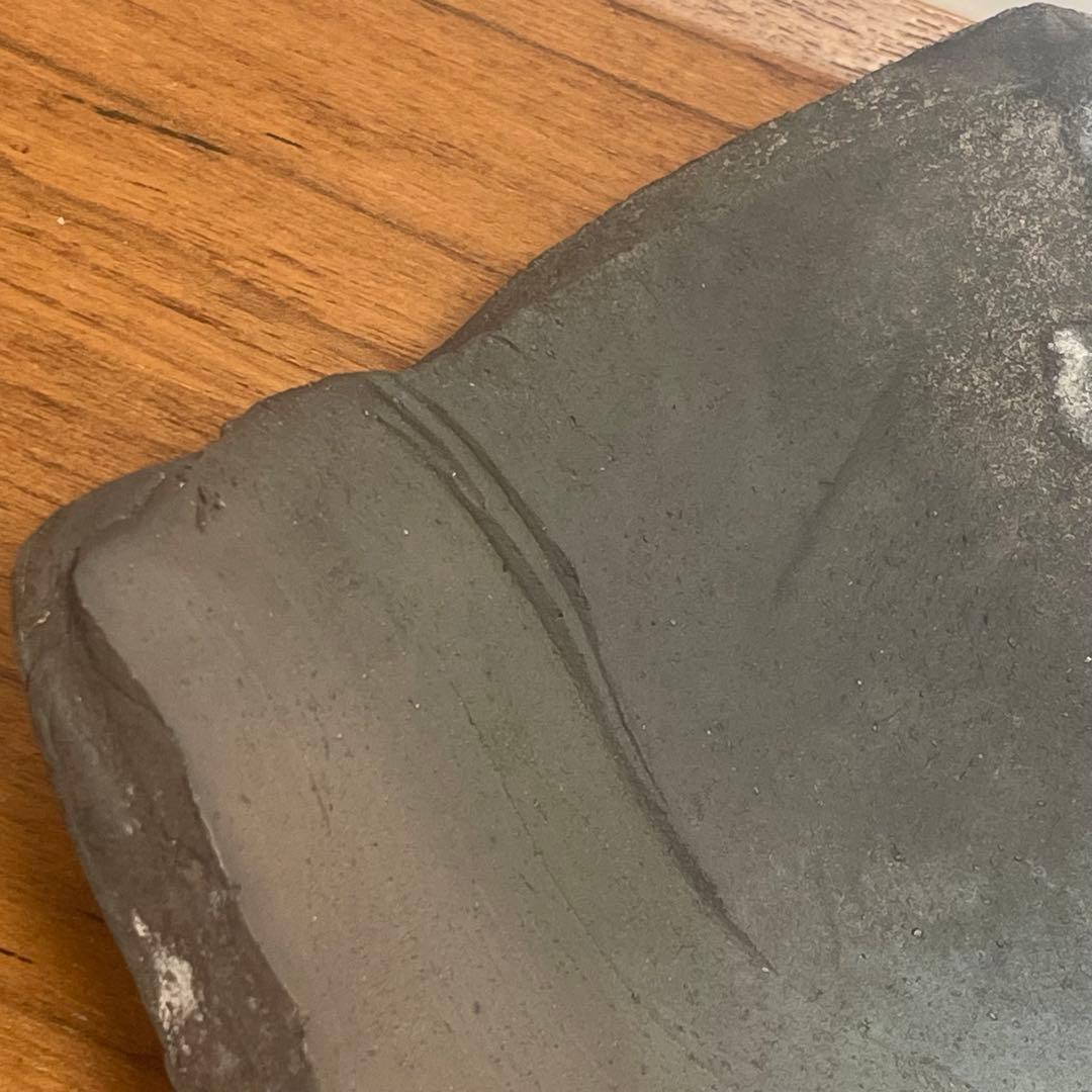 作家もの　真木孝成作　黒窯変角皿