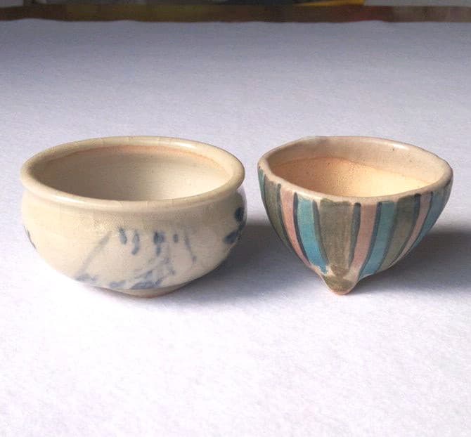 中村是好さんの小品盆栽鉢 2個セット クリアランス