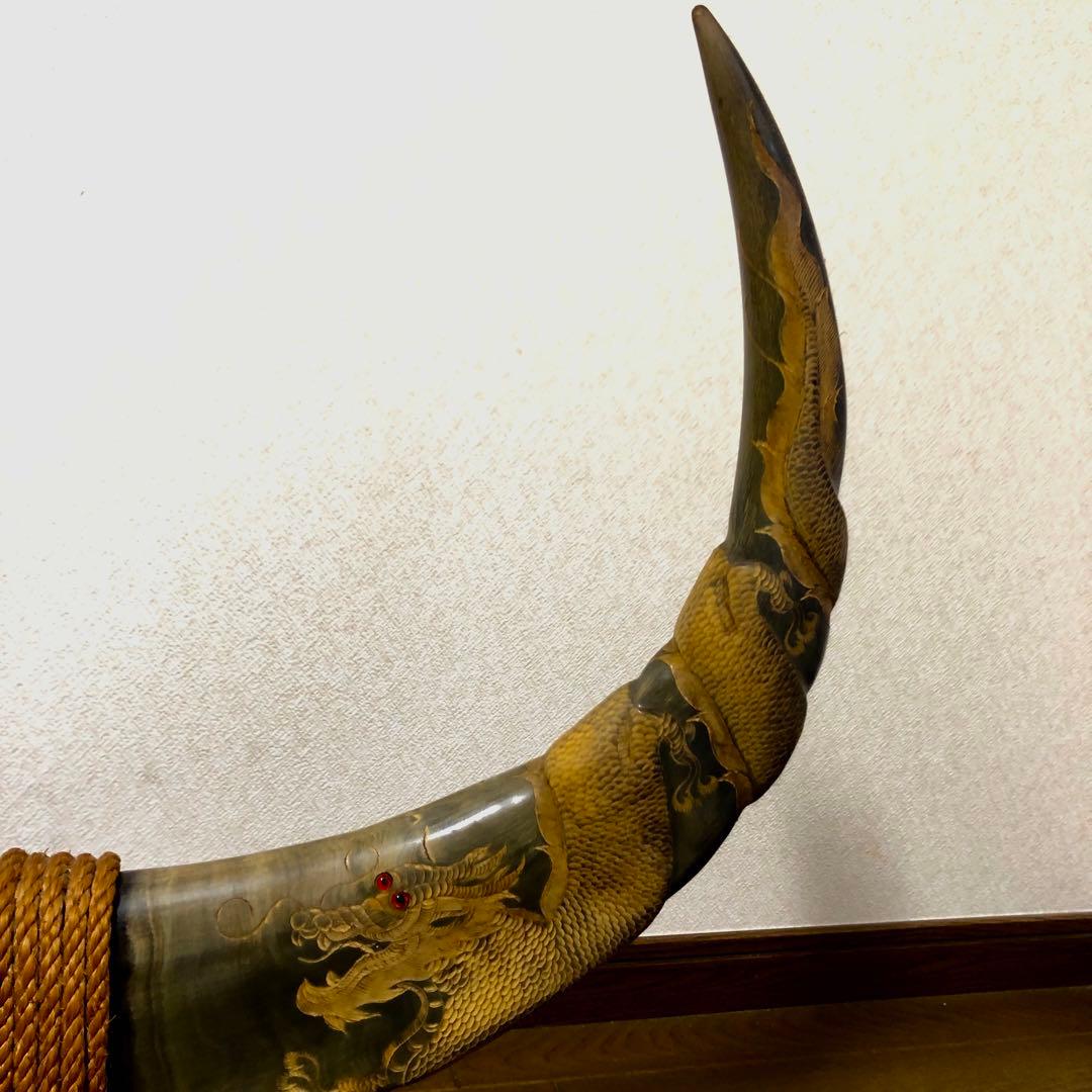 水牛の角 ビンテージ 置物 昭和レトロ 骨董品 - メルカリ