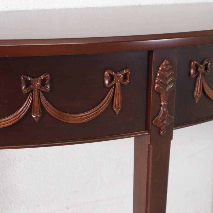 リンホーリン リボン装飾 ハーフムーン型 コンソール サイドテーブル