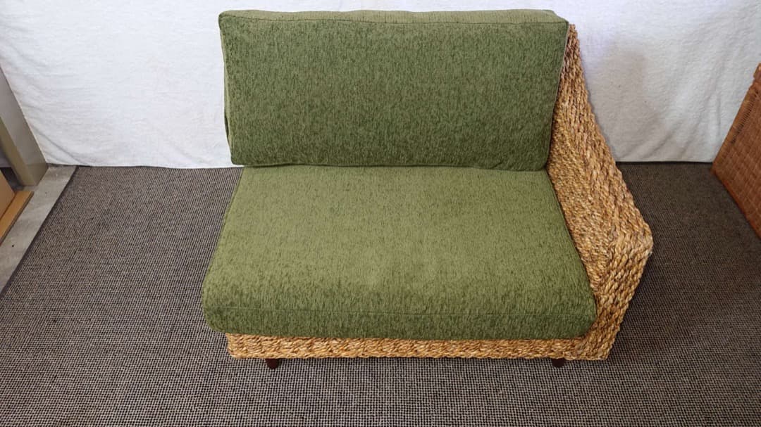 籐製　꧁籐家具꧂　大型ソファー　アジアン　　クッション付　アンティーク レトロ