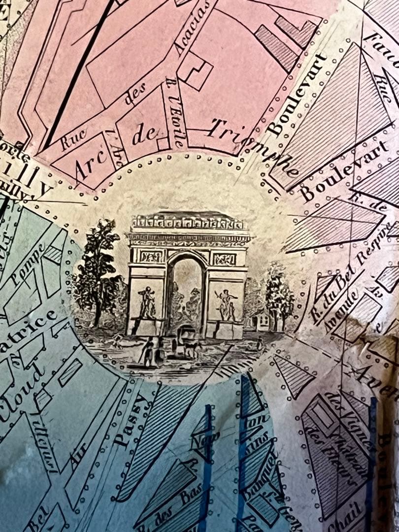 激激レア！1861年のパリ古地図 オリジナル エッフェル塔がない 馬車が走る