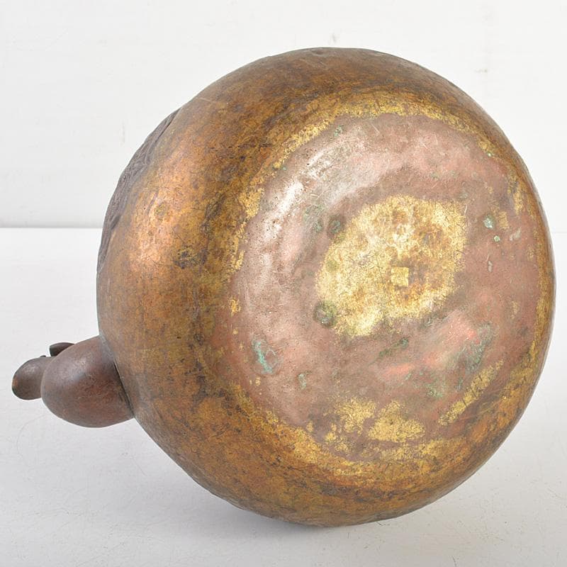 煎茶道具　銅製鎚起　花文　湯沸し　水次　薬缶　M　R6809