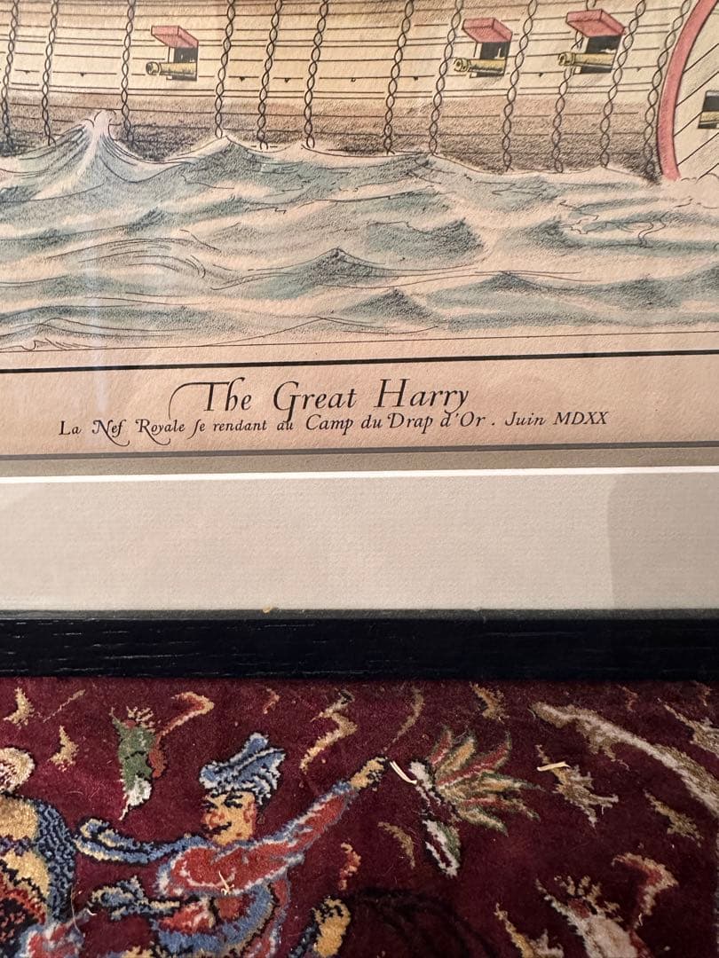 イギリスビンテージ　帆船エッチング