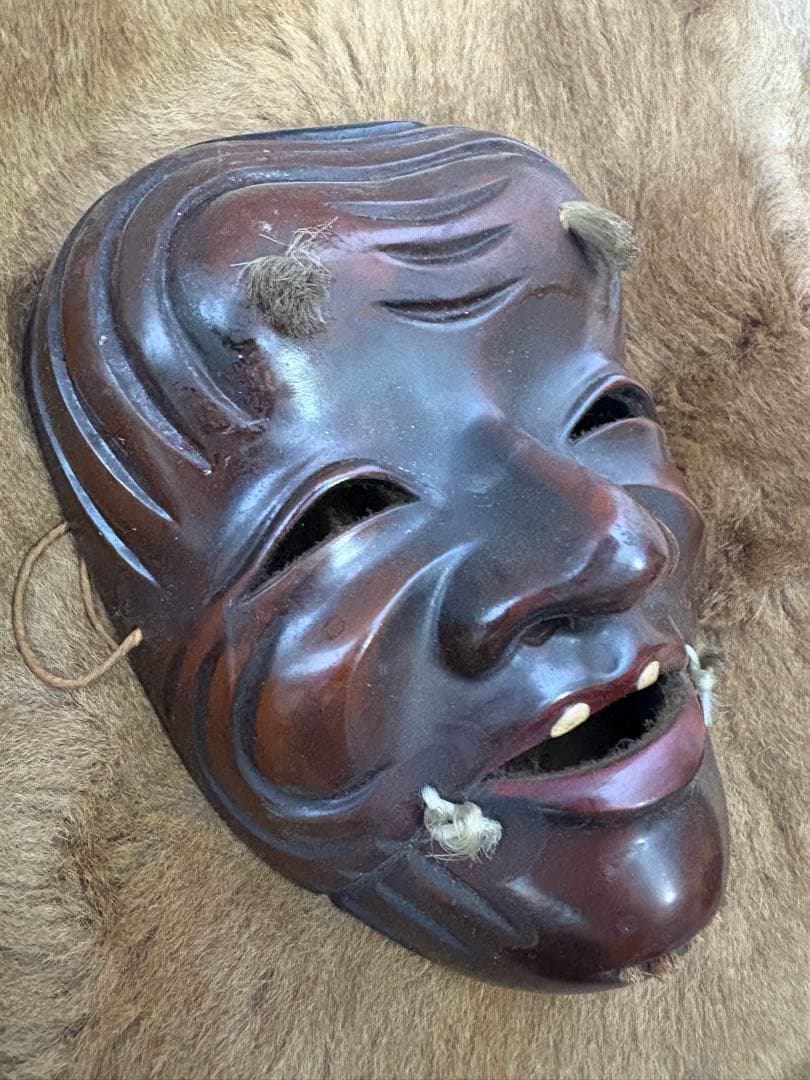 木製 能面 爺面 ビンテージ品 日本 伝統 骨董