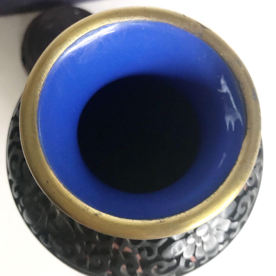 中国 黒堆朱 花瓶 雲龍文 骨董品