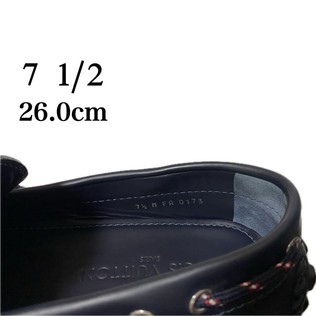 GWセール❤️LOUIS VUITTON❤️革靴シューズモカシン紺色7ハーフ26cm