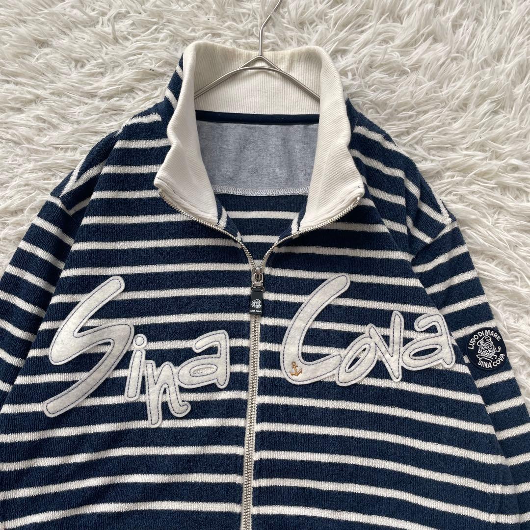 SINACOVA 刺繍　ボーダー　長袖　パーカー