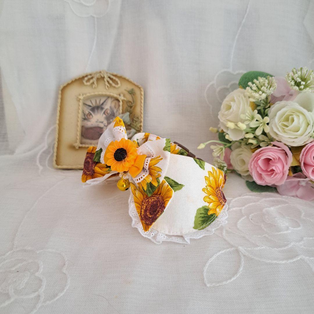 和風つまみ細工付き(赤②)わんちゃん猫ちゃん用襟つき首輪