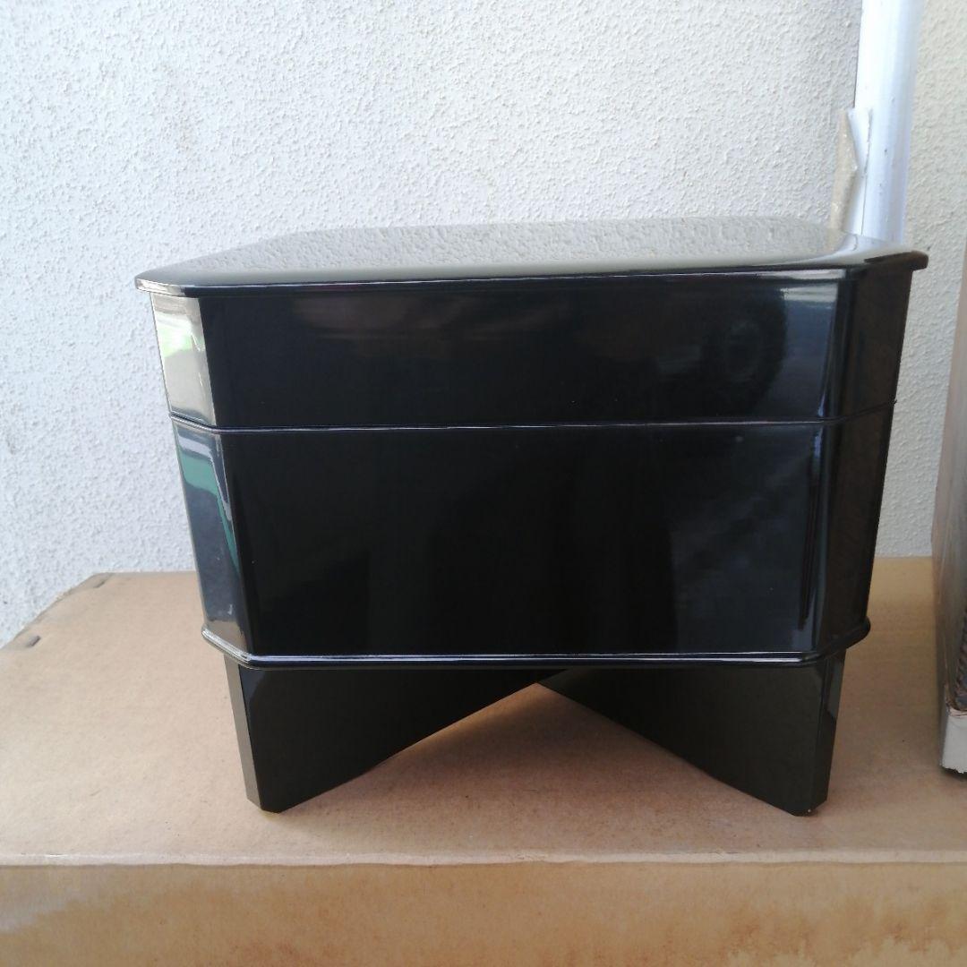 骨董　大縁高重箱　脚付　週か　蓋二枚　木製　漆器　漆　木箱