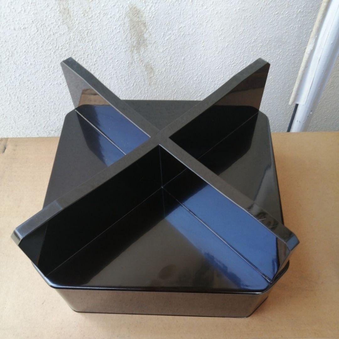 骨董　大縁高重箱　脚付　週か　蓋二枚　木製　漆器　漆　木箱