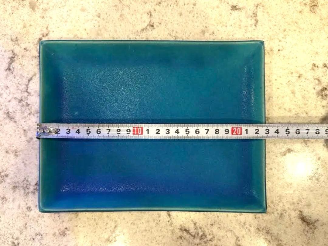 大嶺工房 やちむん ペルシャブルー 長方形プレート23✖️17.5cm 2枚セット