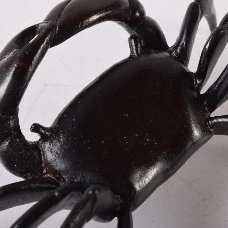 茶道具　唐銅風炉師　藤井宗喜作　砂張銅　蟹　蓋置　共箱　C　7516