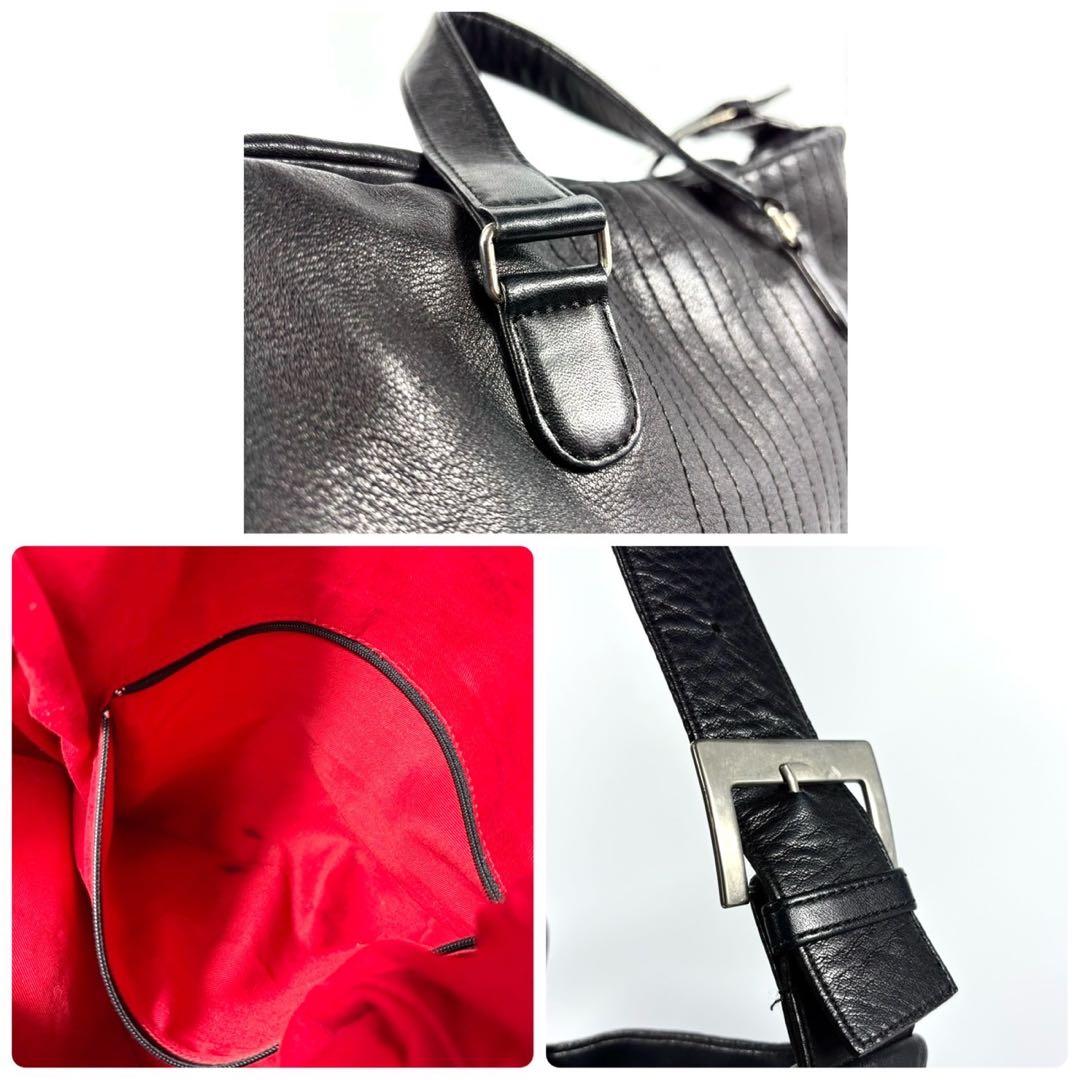 ✨希少 美品✨カワカワ ショルダーバッグ 2way ラウンド レザー A4可 黒