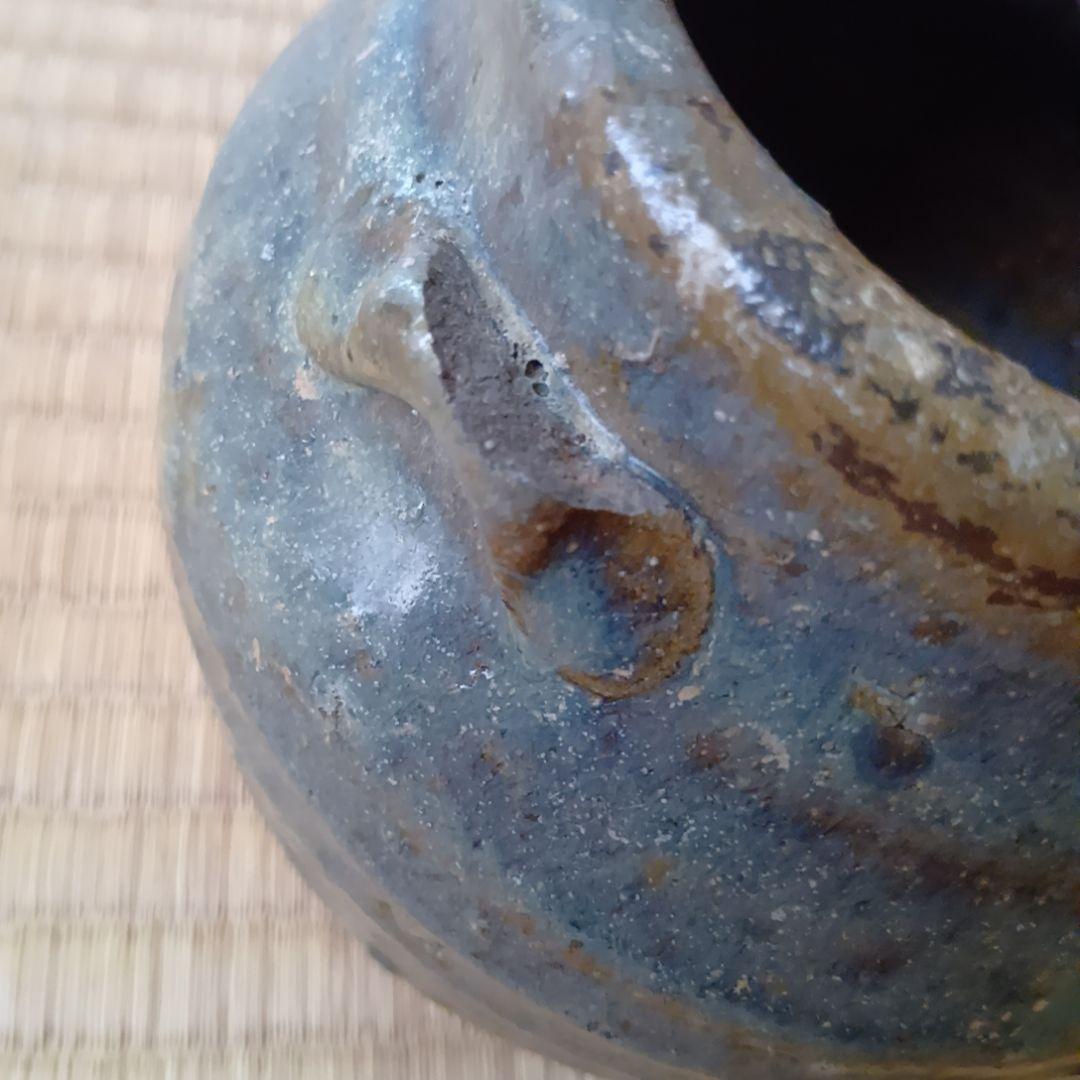 骨董品 古瀬戸風 小壺 油壺 耳付 古陶器 茶道具 アンティーク 片口