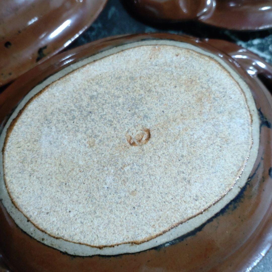 益子焼　柿釉深皿　作家物