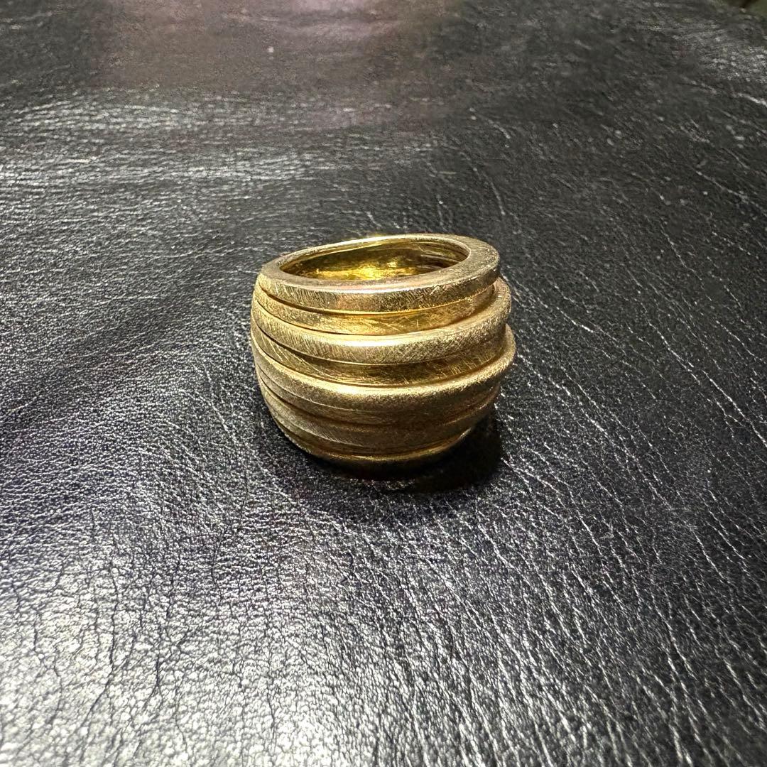 アクセサリー Vintage Silver Gold Wide Step Ring 925