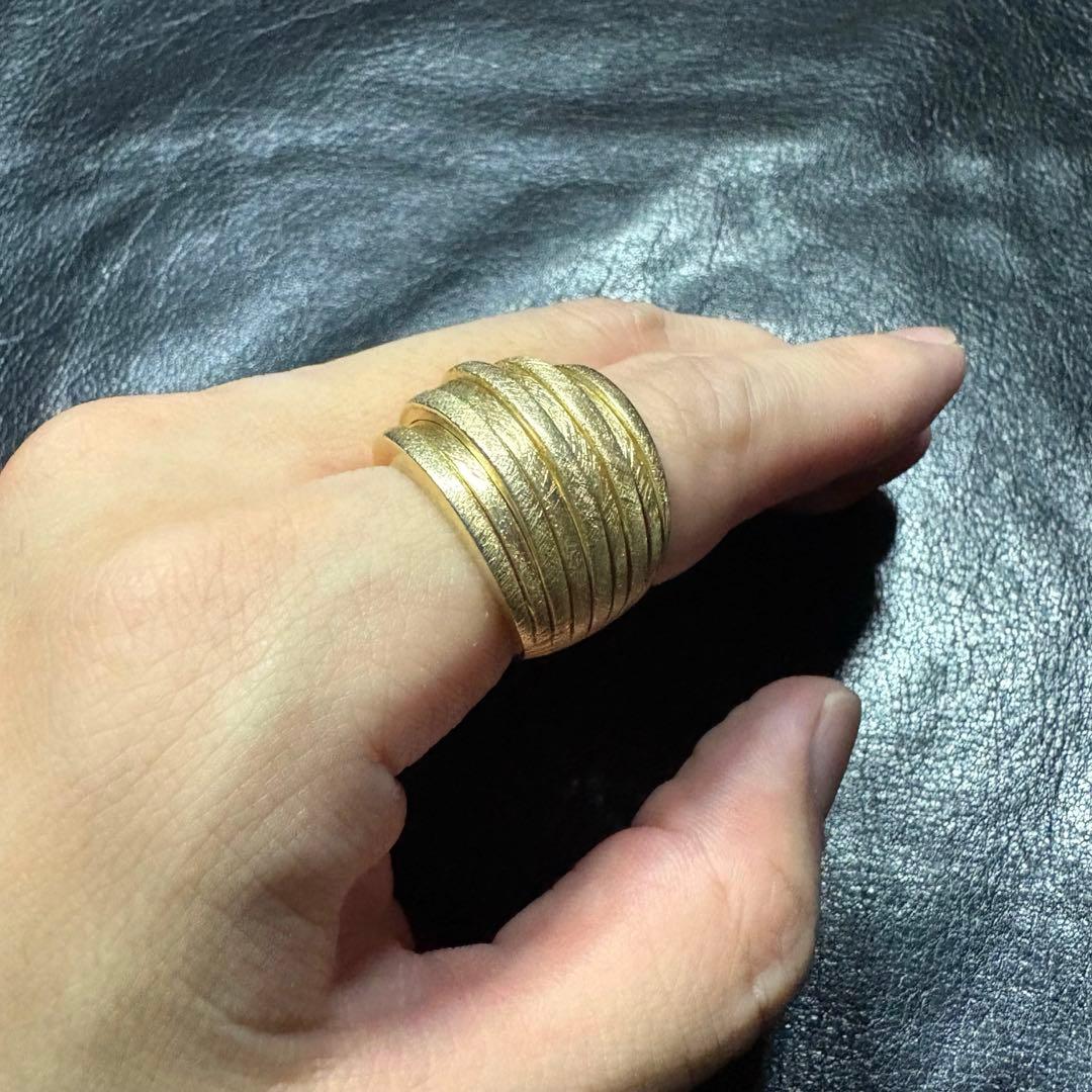 アクセサリー Vintage Silver Gold Wide Step Ring 925