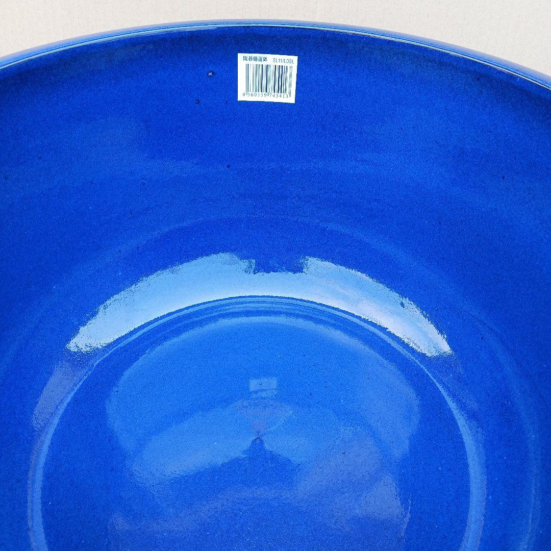 新品 ∅50特大 陶器 睡蓮鉢 手造り メダカ鉢 難有 ラピスブルー 青 LDB