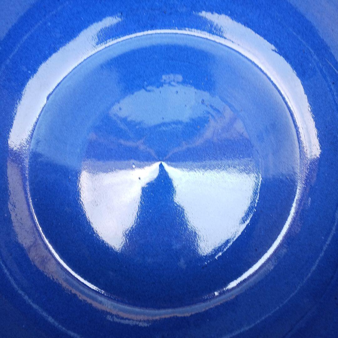 新品 ∅50特大 陶器 睡蓮鉢 手造り メダカ鉢 難有 ラピスブルー 青 LDB