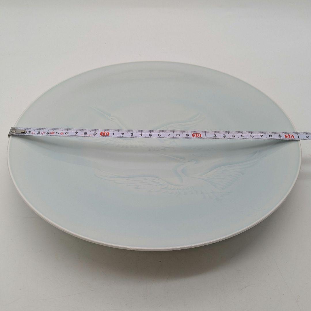 快山窯 青白磁瑞鳥文皿 共箱合布栞 大皿 飾り