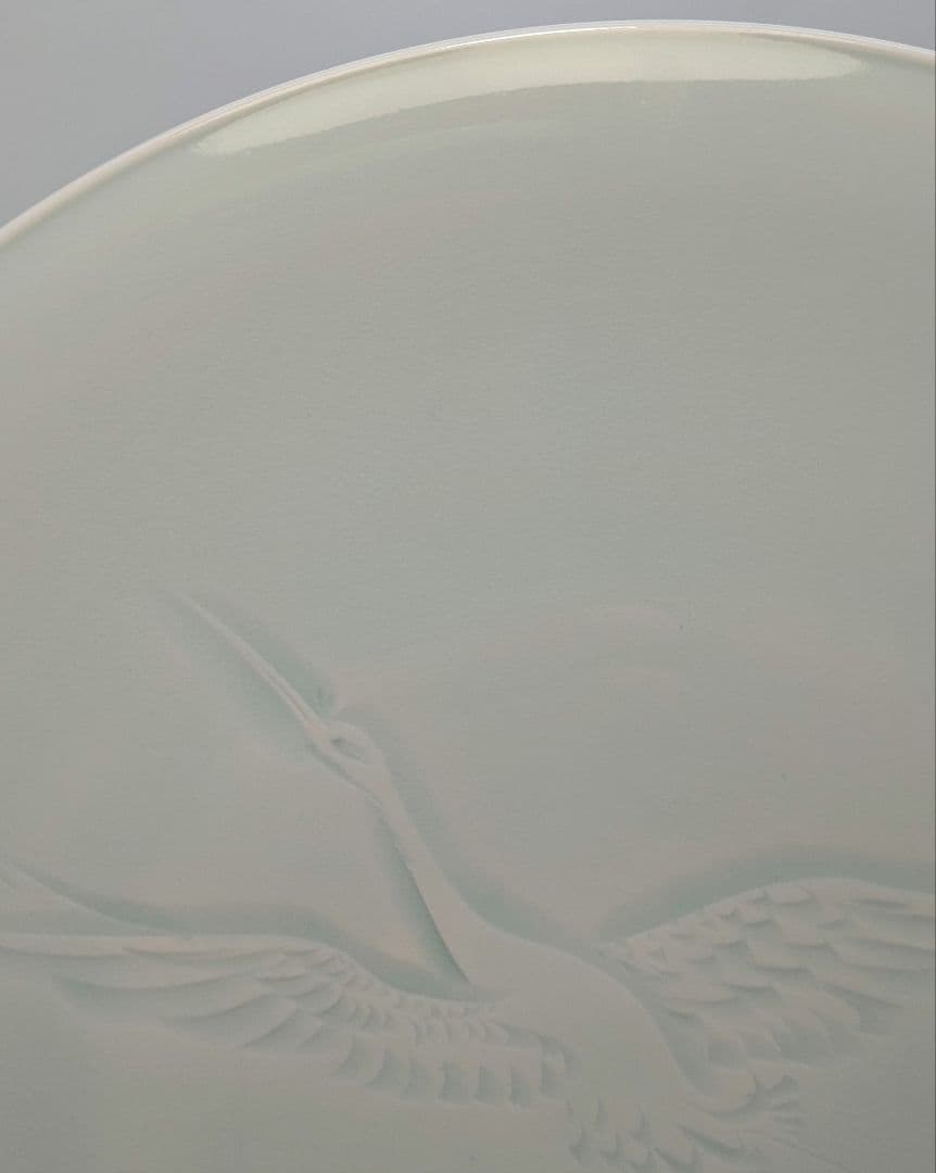 快山窯 青白磁瑞鳥文皿 共箱合布栞 大皿 飾り