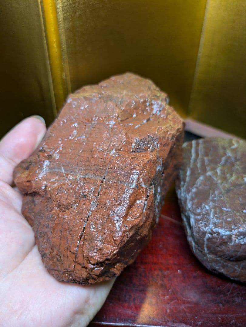 赤石 原石2個セット 計約1.76kg 天然石自立 未加工 鑑賞用 水石