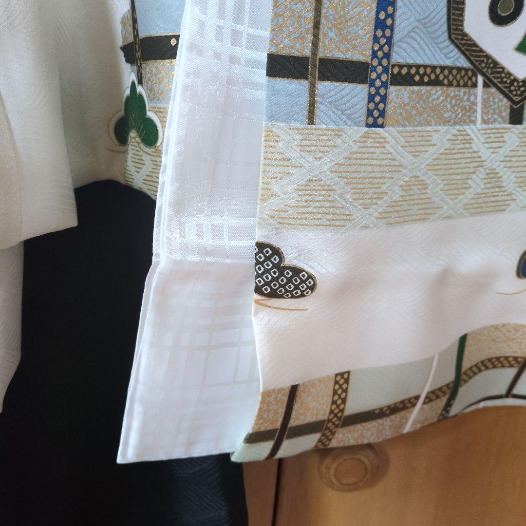 七五三３歳男の子着物と正絹総絞りの被布（中綿無し）ペパーミントグリー