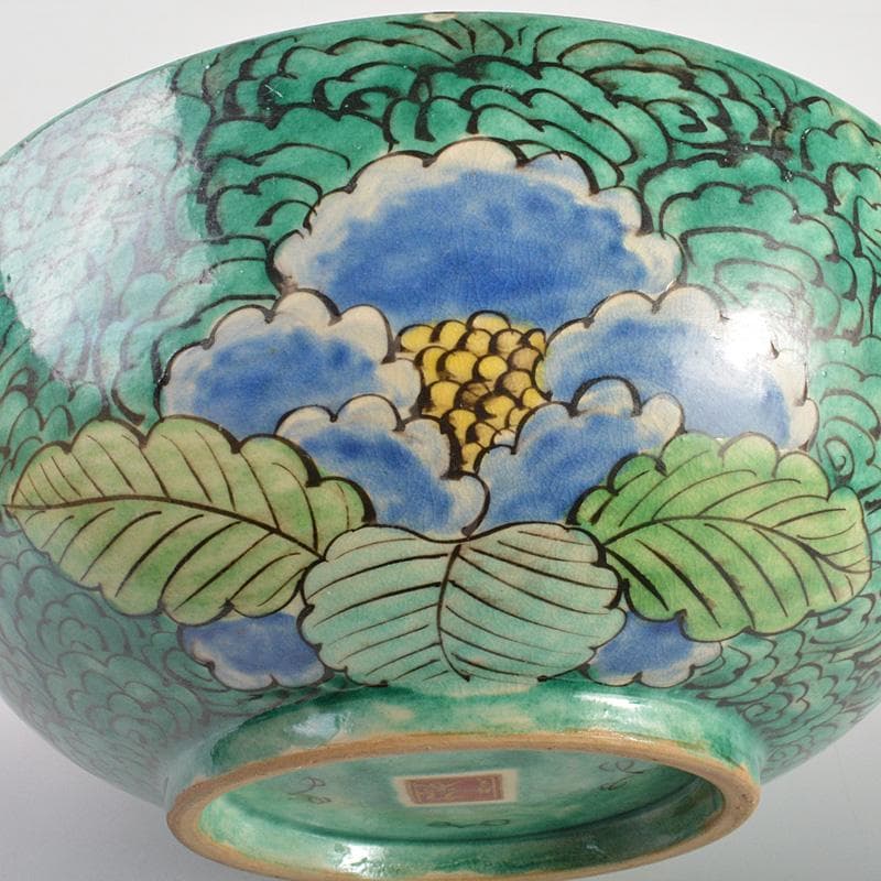 えびいち様専用 庄三造 赤絵 花鶴人物文 菓子器 鉢 時代