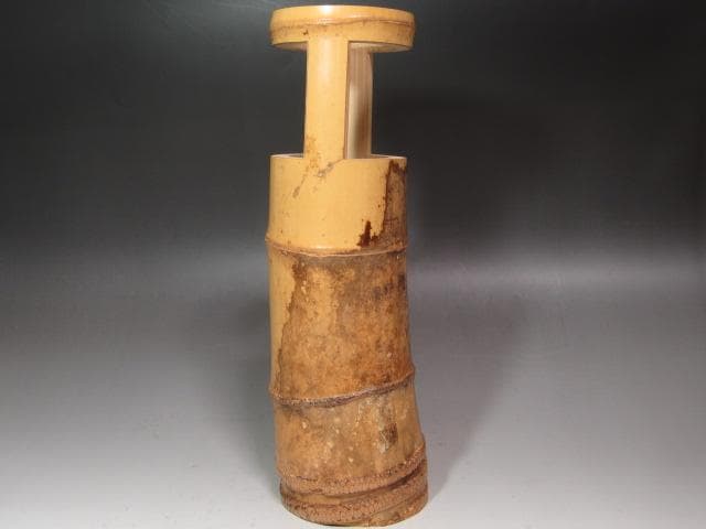 ☆ 黒田正玄 竹置筒花入 雲海 裏千家 十五代 鵬雲斎の花押☆x602