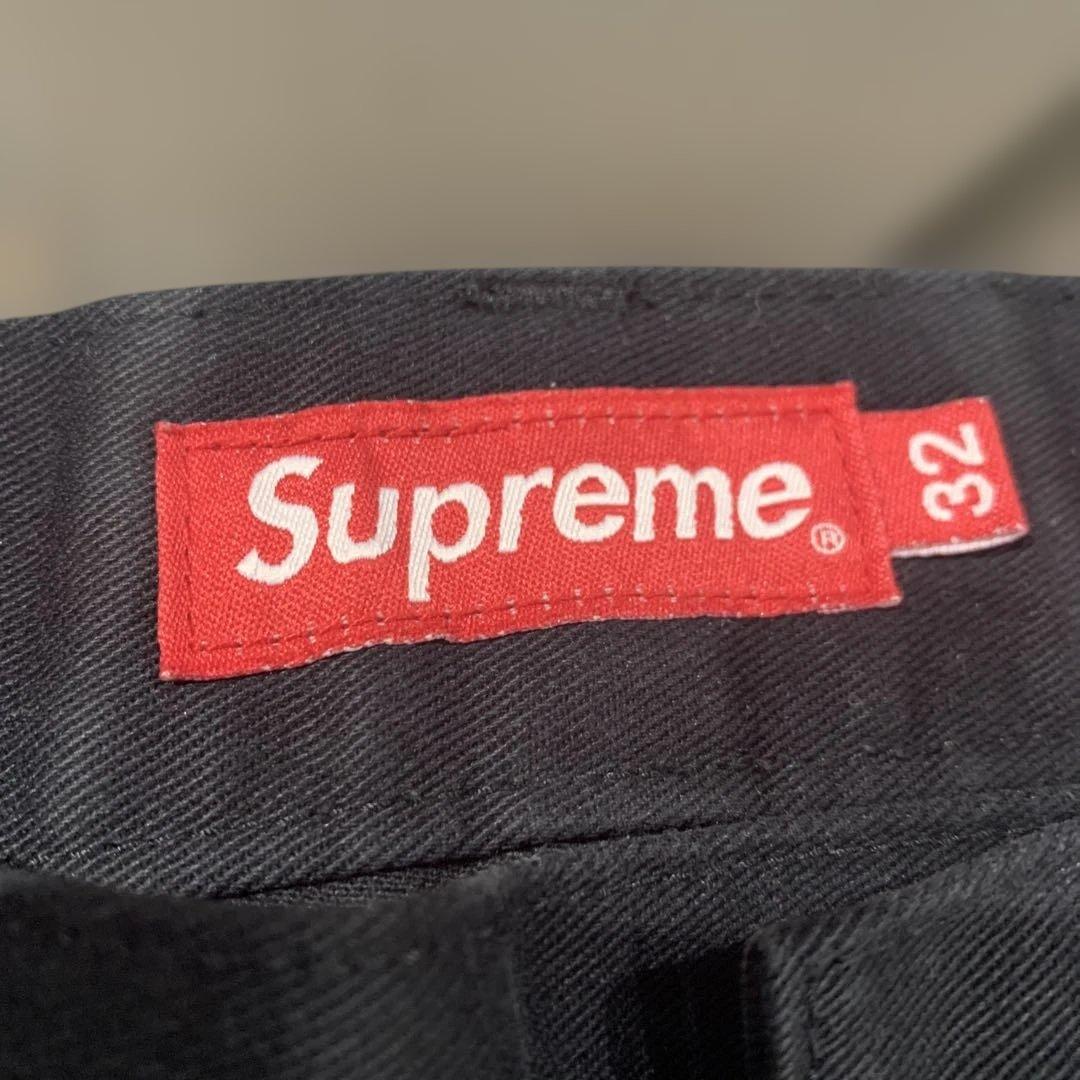 s.t531】Supreme 黒 ワークパンツ サイズ32 メンズ