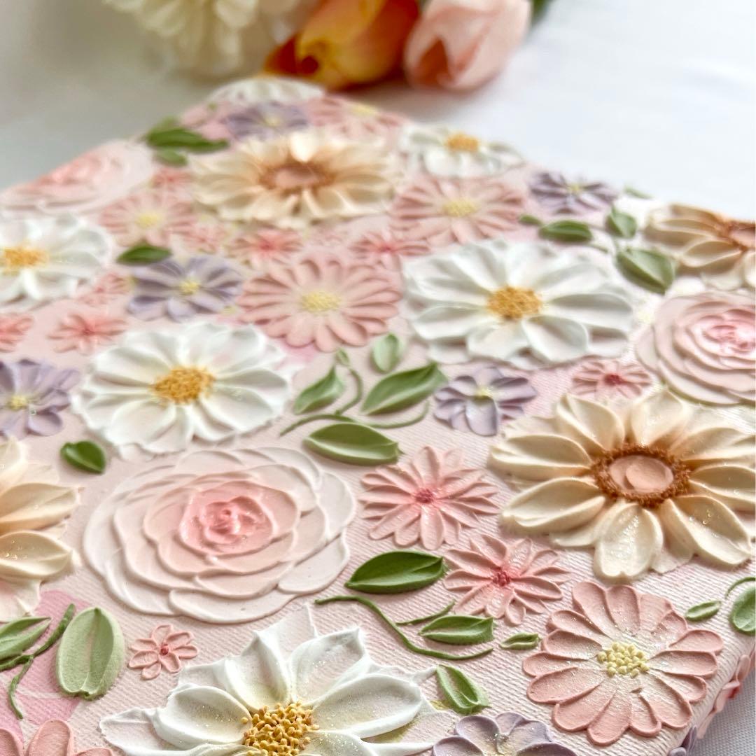 テクスチャーアート 絵画 インテリアアート 立体 花 絵 ボタニカル