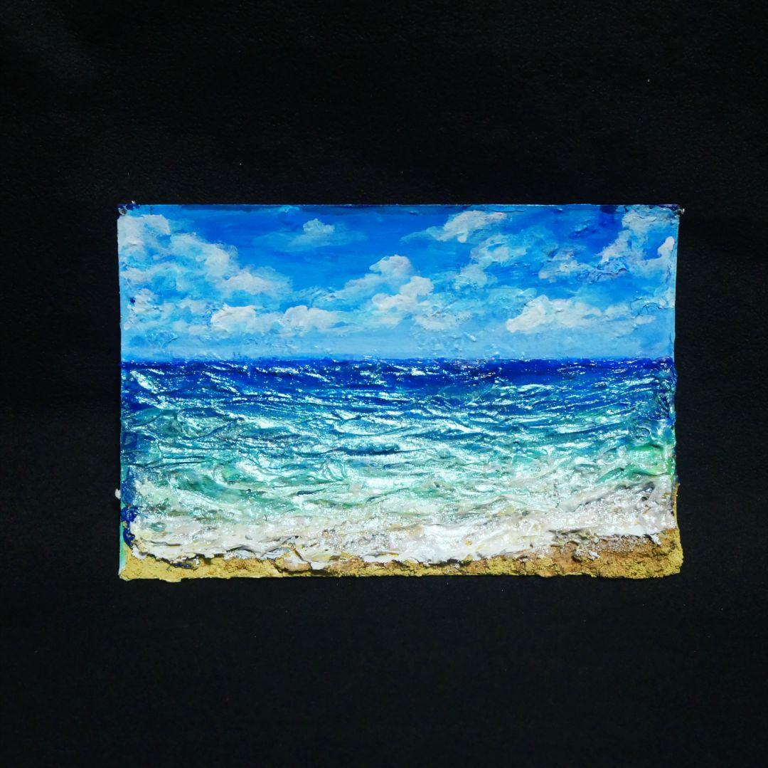 油絵 油彩 油彩画 絵 絵画 【夏の海】ミニ絵画