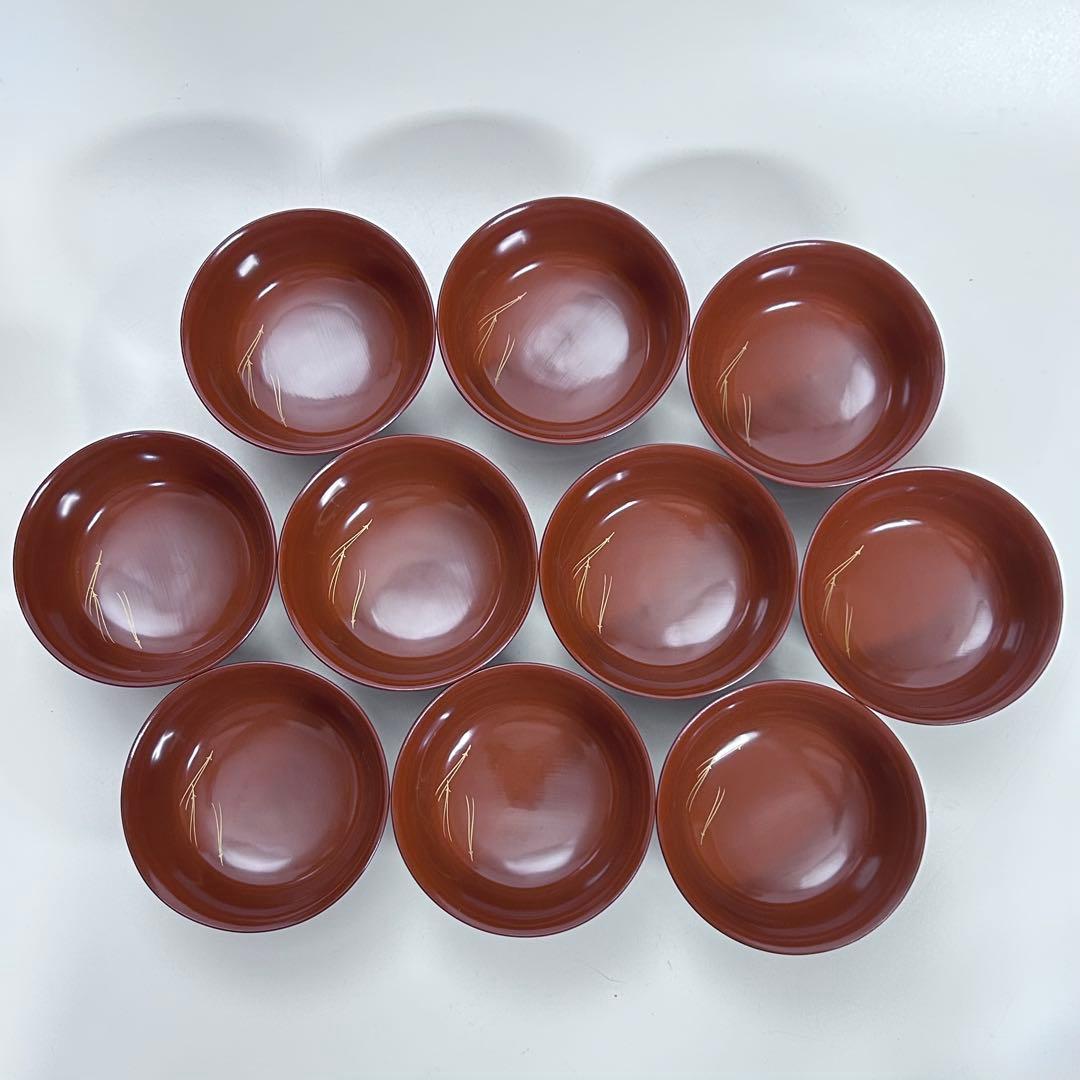 輪島塗 金蒔絵 松鶴 汁椀 吸物椀 10客 漆器