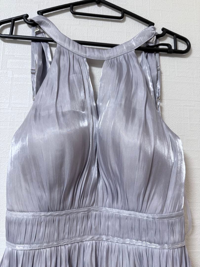 ROBE de FLEURS DEA サテンリボン　ミディアムドレス　ブルー