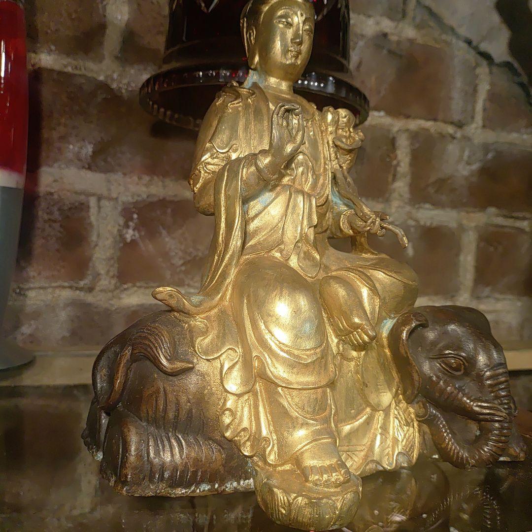 大明宣徳年製 普賢菩薩 アンティーク 仏像 美術品 3200g 仏像】普賢
