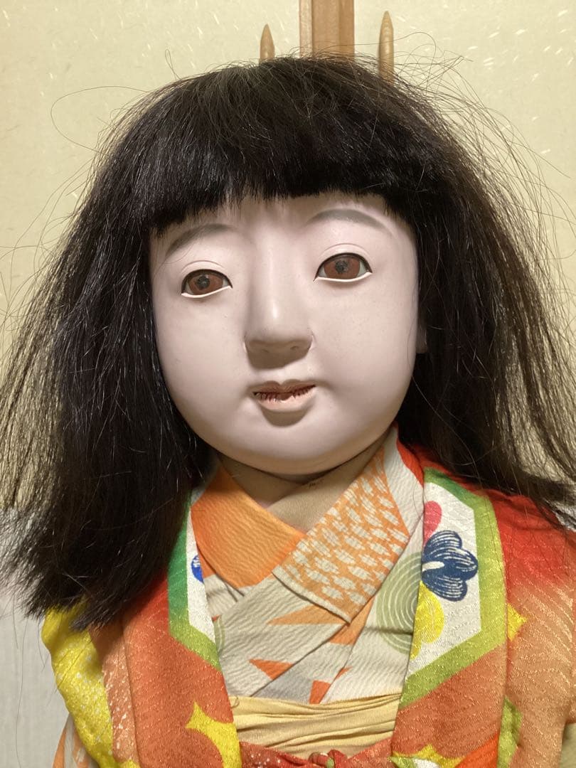 市松人形 74cm 花月斎？ 石黒製作 オンライン 綿入り着物 抱き人形 吹